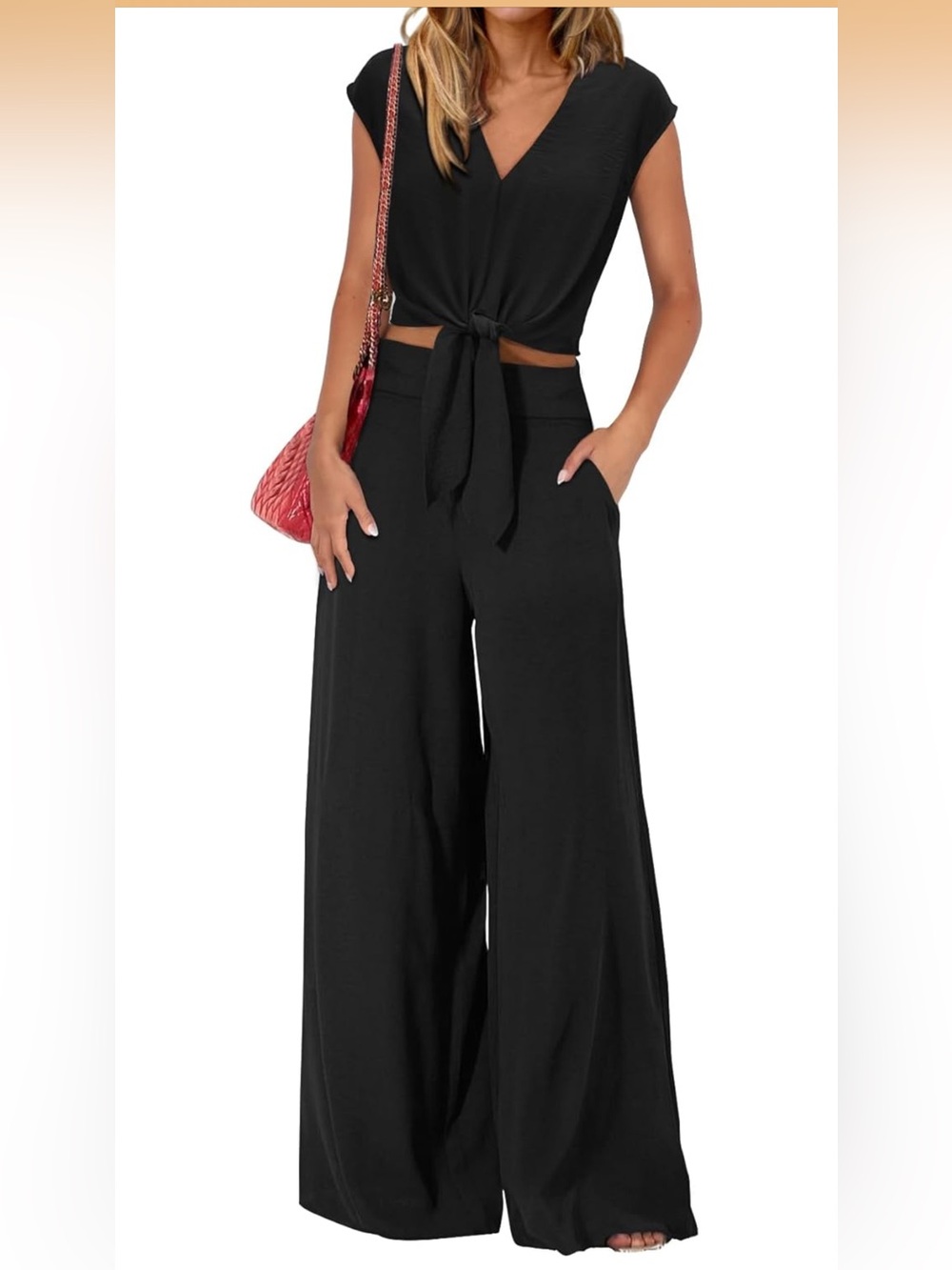 Women's Black Wide-Leg 2 piece set